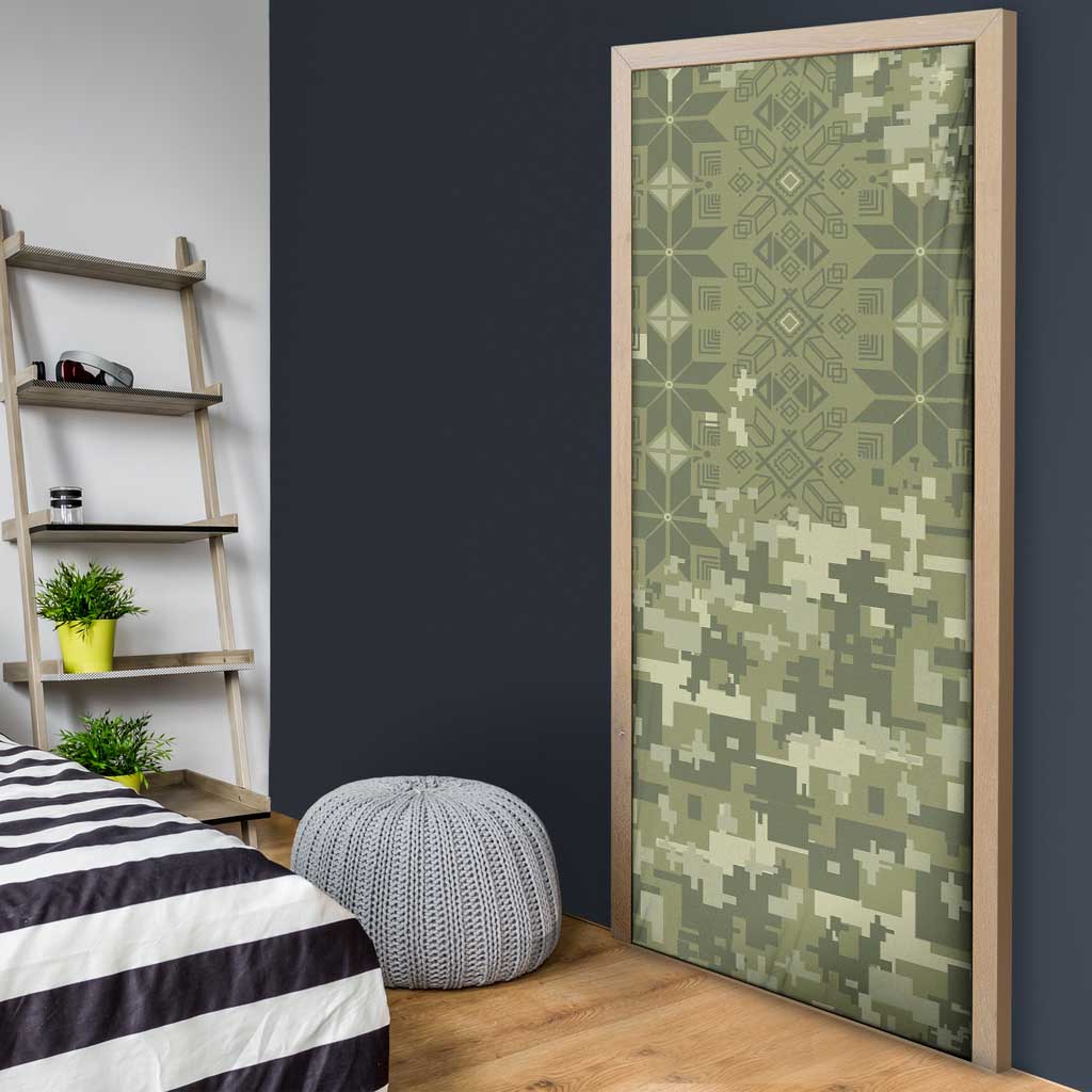 Ukraine Military Vyshyvanka Pattern Door Cover Tryzub Emblem Tactical Style - Wonder Print Shop