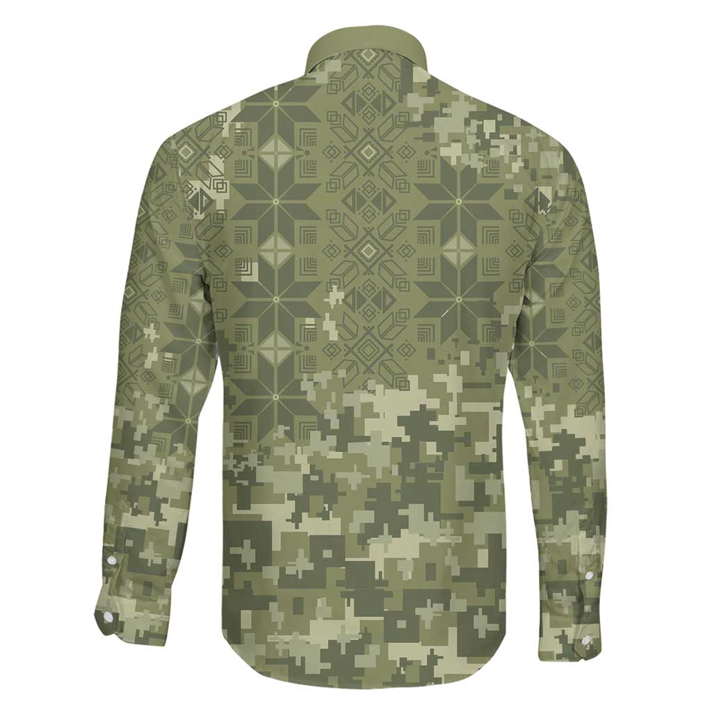 Ukraine Military Vyshyvanka Pattern Family Matching Mermaid Dress and Hawaiian Shirt Tryzub Emblem Tactical Style