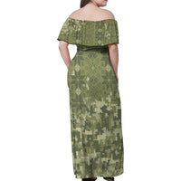 Ukraine Military Vyshyvanka Pattern Family Matching Off Shoulder Maxi Dress and Hawaiian Shirt Tryzub Emblem Tactical Style