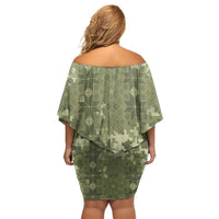 Ukraine Military Vyshyvanka Pattern Family Matching Off Shoulder Short Dress and Hawaiian Shirt Tryzub Emblem Tactical Style