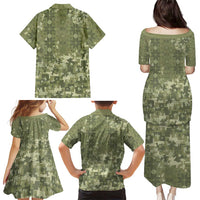 Ukraine Military Vyshyvanka Pattern Family Matching Puletasi and Hawaiian Shirt Tryzub Emblem Tactical Style