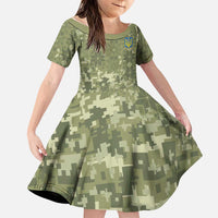 Ukraine Military Vyshyvanka Pattern Family Matching Summer Maxi Dress and Hawaiian Shirt Tryzub Emblem Tactical Style