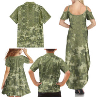 Ukraine Military Vyshyvanka Pattern Family Matching Summer Maxi Dress and Hawaiian Shirt Tryzub Emblem Tactical Style