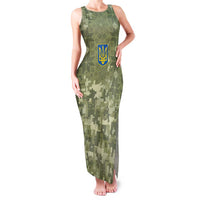 Ukraine Military Vyshyvanka Pattern Family Matching Tank Maxi Dress and Hawaiian Shirt Tryzub Emblem Tactical Style