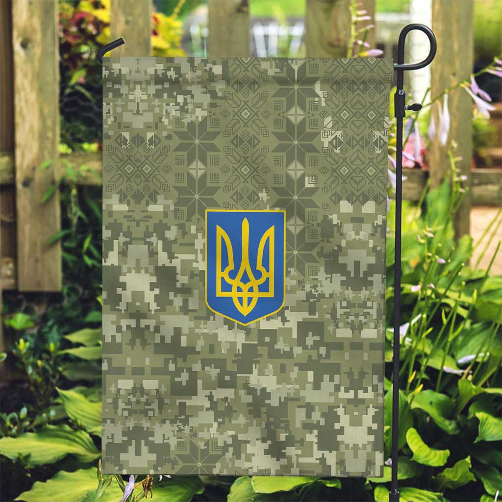 Ukraine Military Vyshyvanka Pattern Garden Flag Tryzub Emblem Tactical Style - Wonder Print Shop