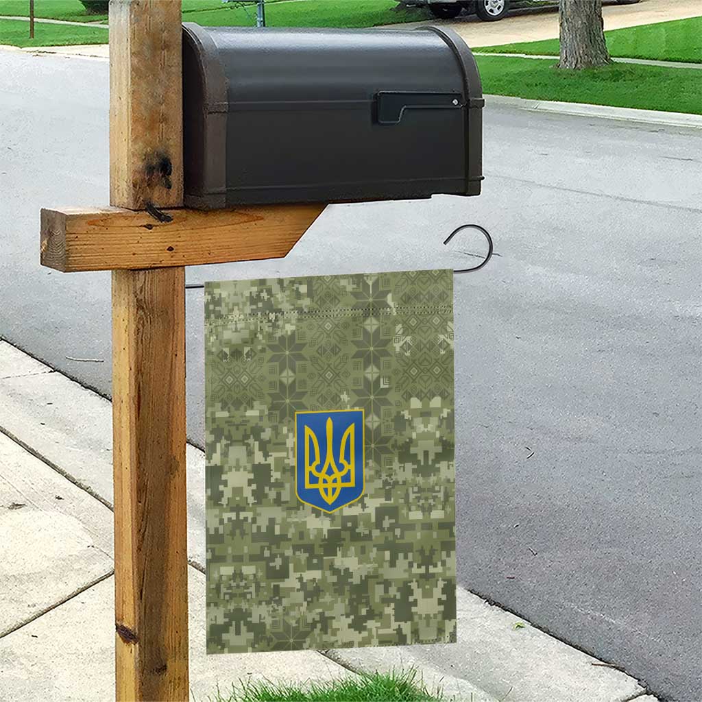Ukraine Military Vyshyvanka Pattern Garden Flag Tryzub Emblem Tactical Style - Wonder Print Shop