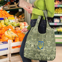Ukraine Military Vyshyvanka Pattern Grocery Bag Tryzub Emblem Tactical Style - Wonder Print Shop