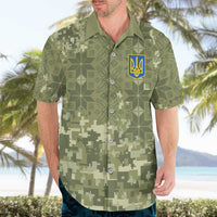 Ukraine Military Vyshyvanka Pattern Hawaiian Shirt Tryzub Emblem Tactical Style - Wonder Print Shop