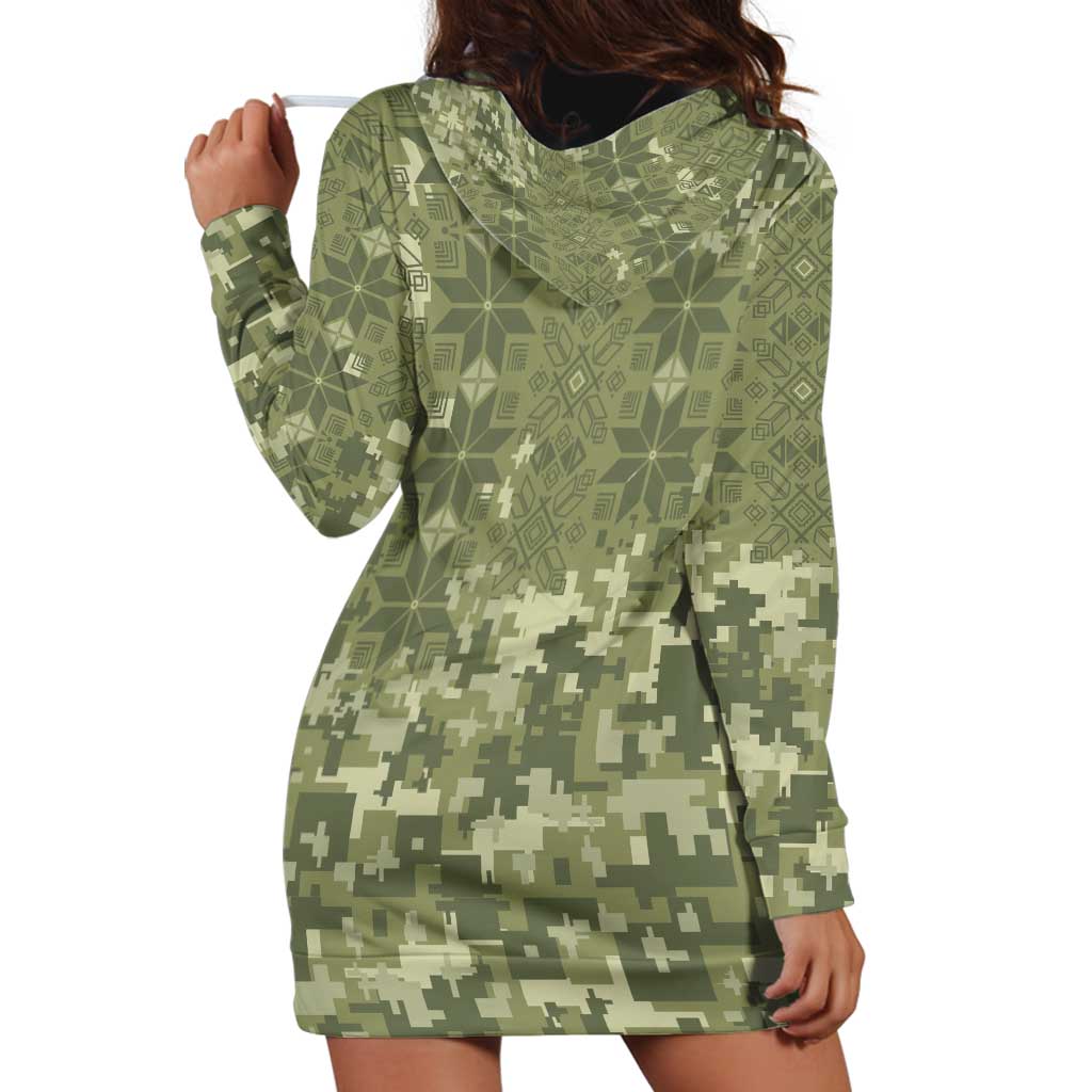 Ukraine Military Vyshyvanka Pattern Hoodie Dress Tryzub Emblem Tactical Style - Wonder Print Shop