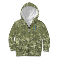 Ukraine Military Vyshyvanka Pattern Kid Hoodie Tryzub Emblem Tactical Style - Wonder Print Shop