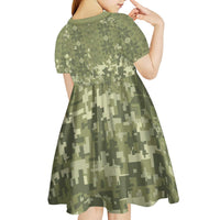 Ukraine Military Vyshyvanka Pattern Kid Short Sleeve Dress Tryzub Emblem Tactical Style - Wonder Print Shop