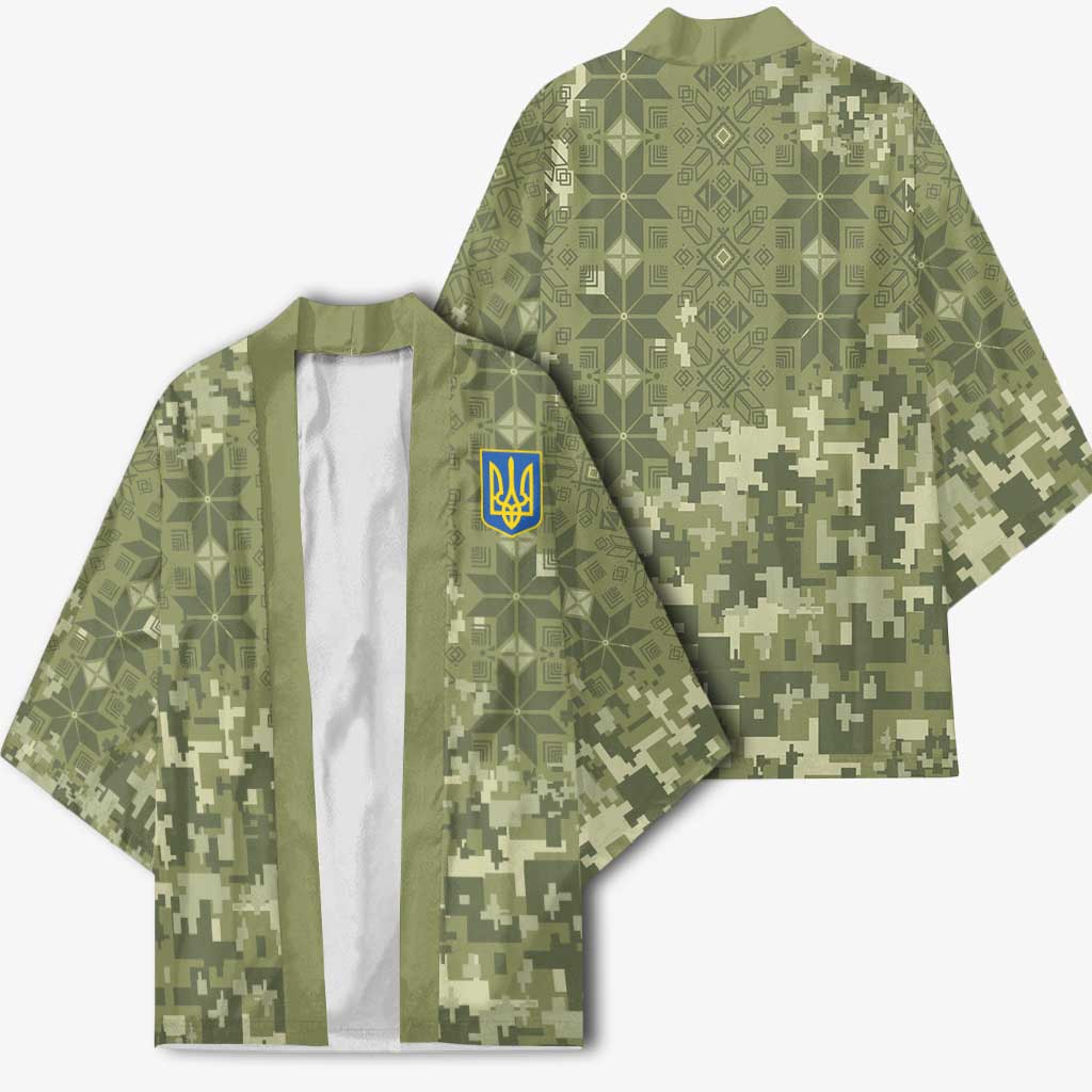 Ukraine Military Vyshyvanka Pattern Kimono Tryzub Emblem Tactical Style - Wonder Print Shop
