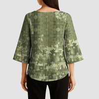 Ukraine Military Vyshyvanka Pattern Kimono Sleeve Blouse Tryzub Emblem Tactical Style - Wonder Print Shop