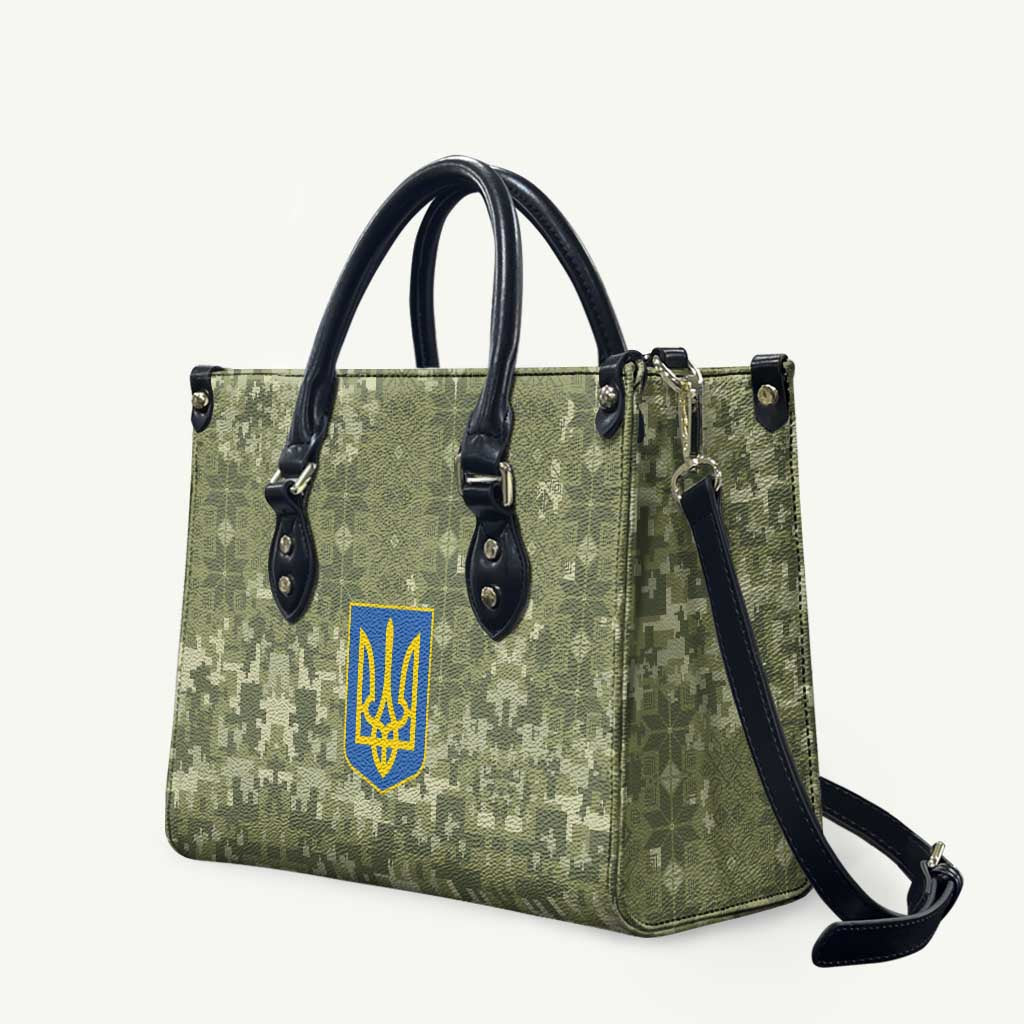 Ukraine Military Vyshyvanka Pattern Leather Bag Tryzub Emblem Tactical Style - Wonder Print Shop