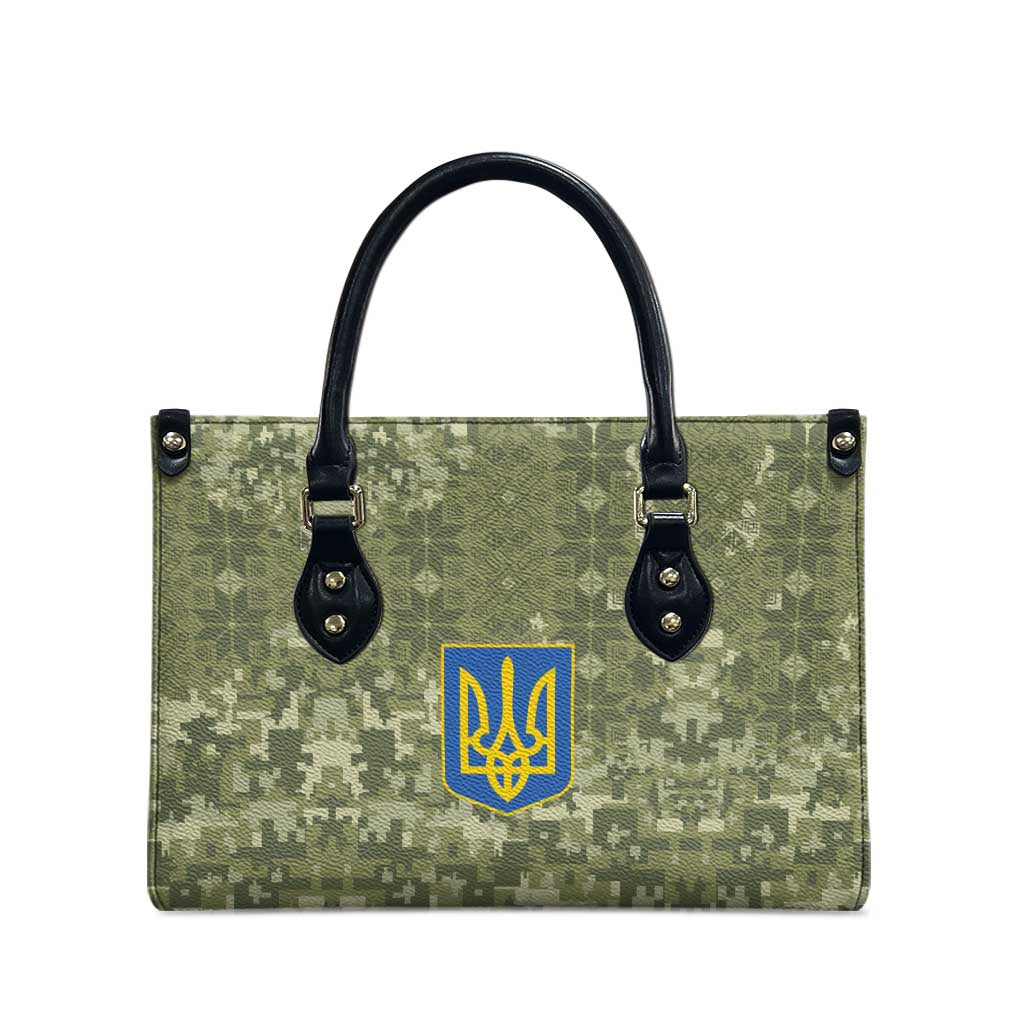 Ukraine Military Vyshyvanka Pattern Leather Bag Tryzub Emblem Tactical Style - Wonder Print Shop