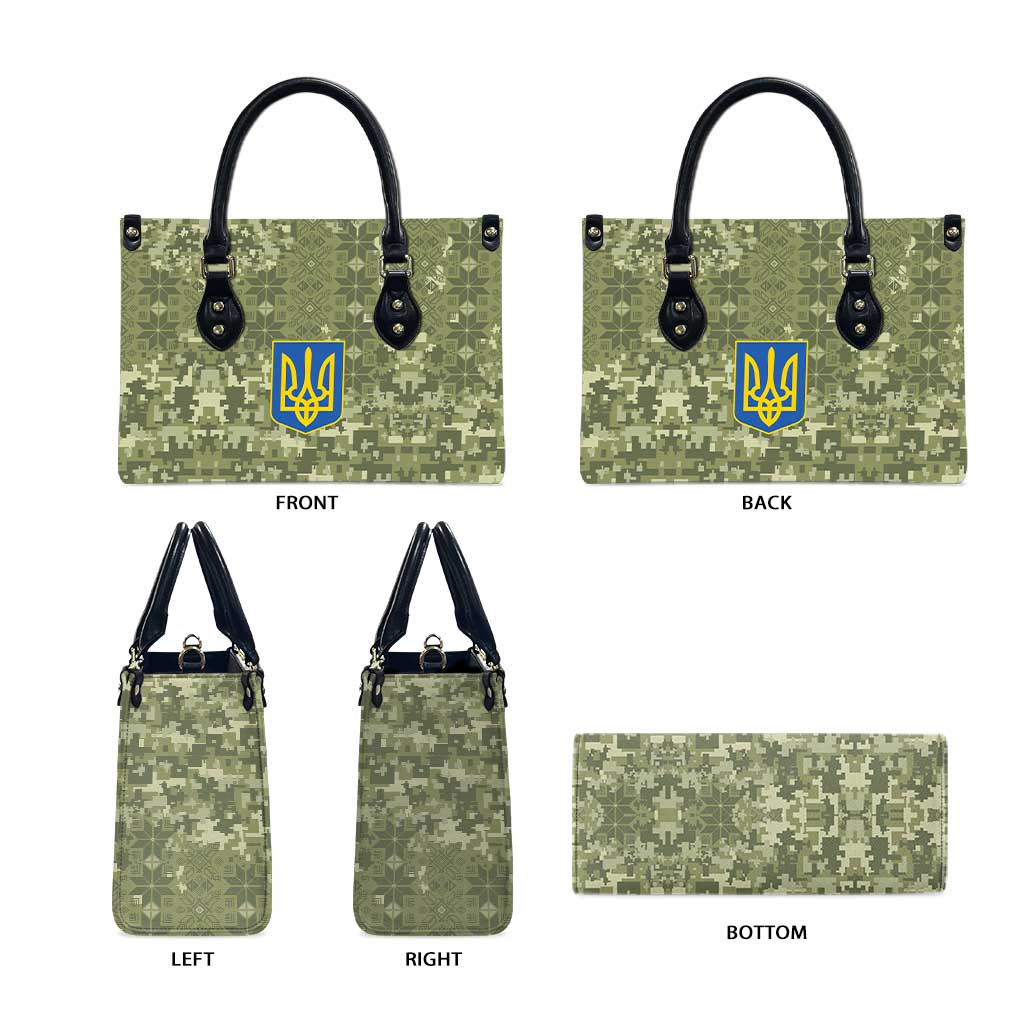 Ukraine Military Vyshyvanka Pattern Leather Bag Tryzub Emblem Tactical Style - Wonder Print Shop