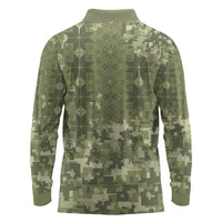 Ukraine Military Vyshyvanka Pattern Long Sleeve Polo Shirt Tryzub Emblem Tactical Style - Wonder Print Shop
