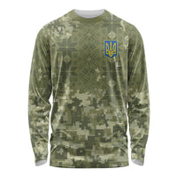 Ukraine Military Vyshyvanka Pattern Long Sleeve Shirt Tryzub Emblem Tactical Style - Wonder Print Shop