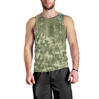 Ukraine Military Vyshyvanka Pattern Men Tank Top Tryzub Emblem Tactical Style - Wonder Print Shop