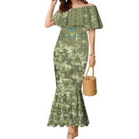 Ukraine Military Vyshyvanka Pattern Mermaid Dress Tryzub Emblem Tactical Style - Wonder Print Shop