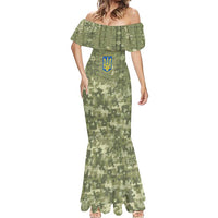 Ukraine Military Vyshyvanka Pattern Mermaid Dress Tryzub Emblem Tactical Style - Wonder Print Shop