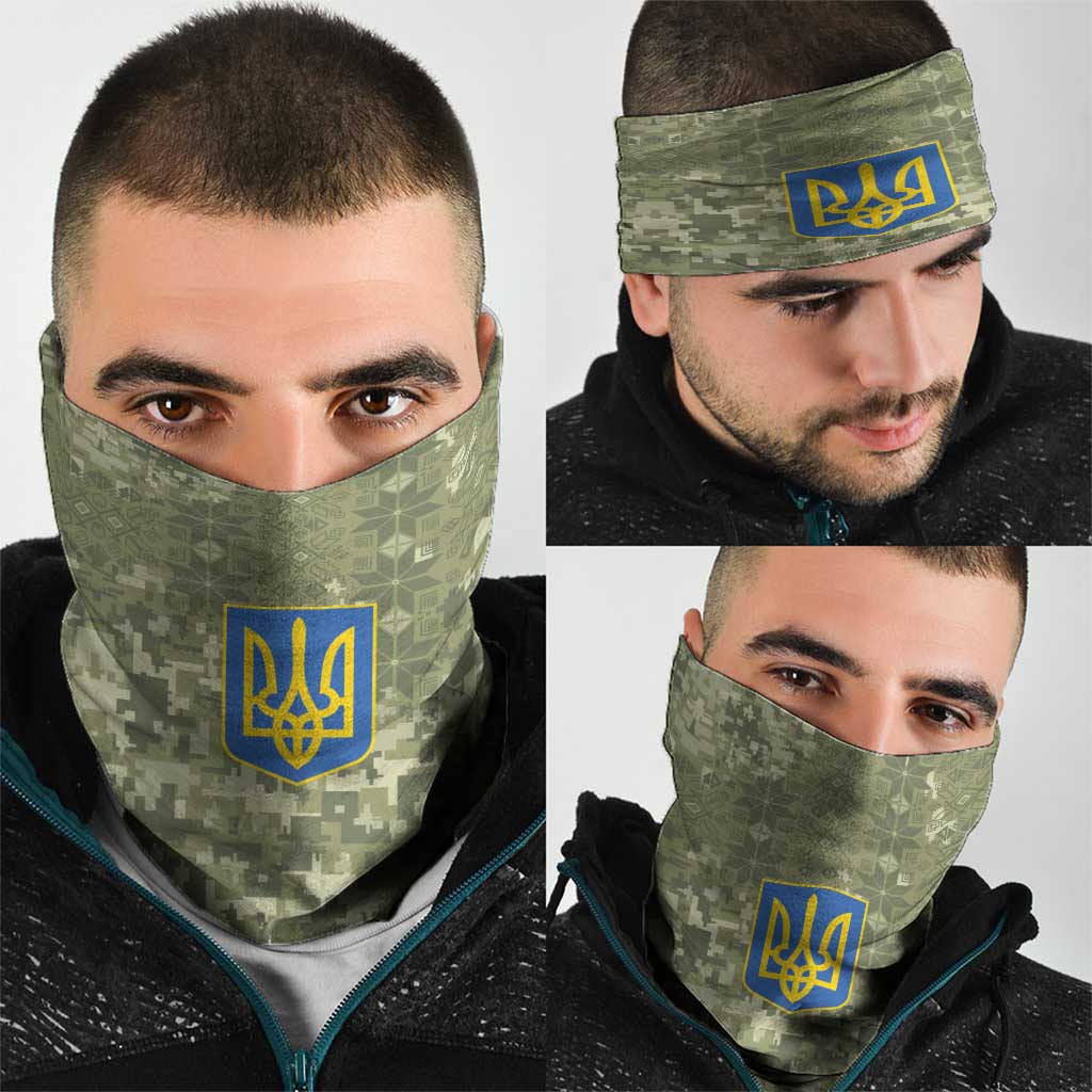 Ukraine Military Vyshyvanka Pattern Neck Gaiter Tryzub Emblem Tactical Style - Wonder Print Shop