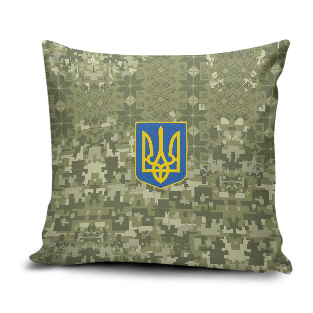 Ukraine Military Vyshyvanka Pattern Pillow Cover Tryzub Emblem Tactical Style - Wonder Print Shop