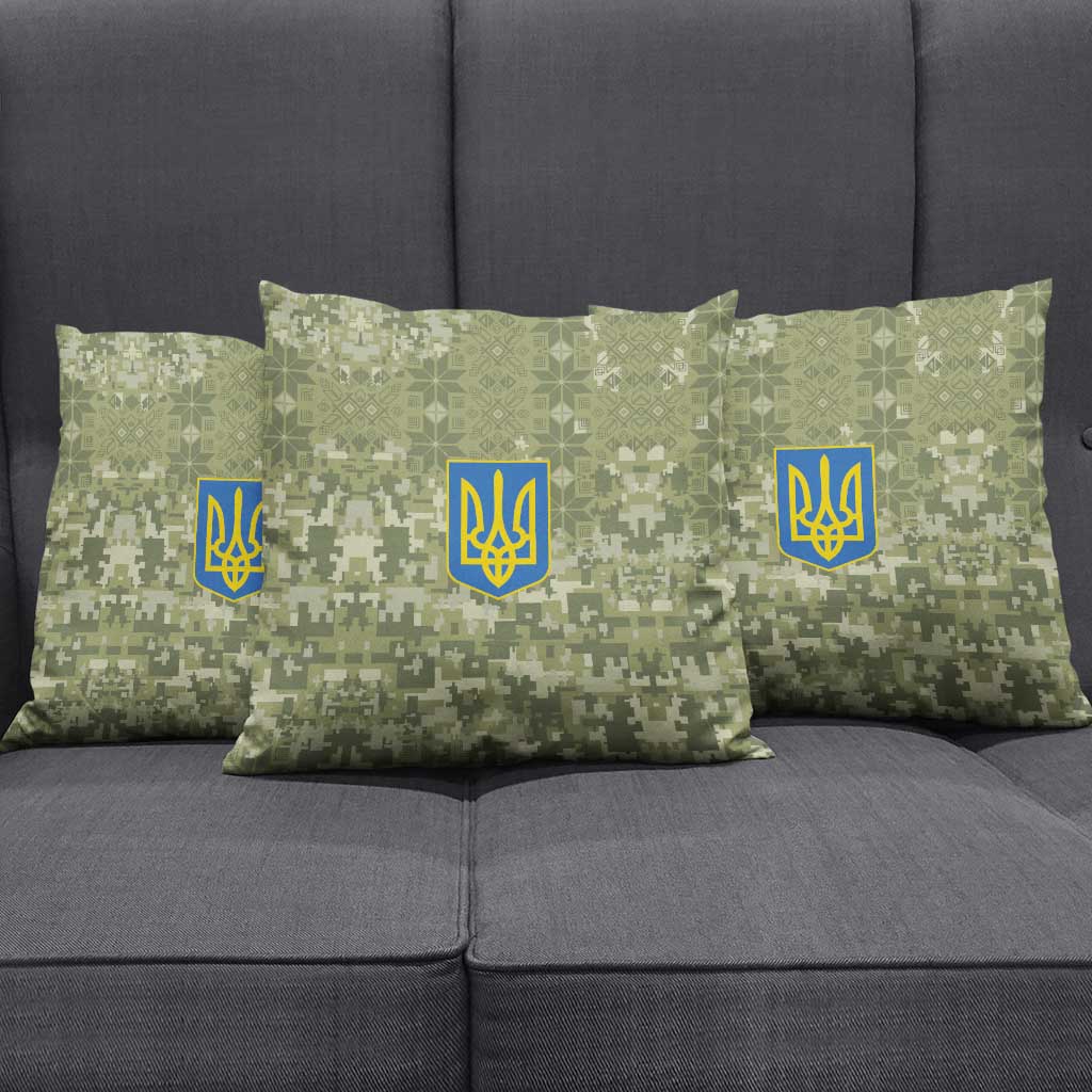 Ukraine Military Vyshyvanka Pattern Pillow Cover Tryzub Emblem Tactical Style - Wonder Print Shop