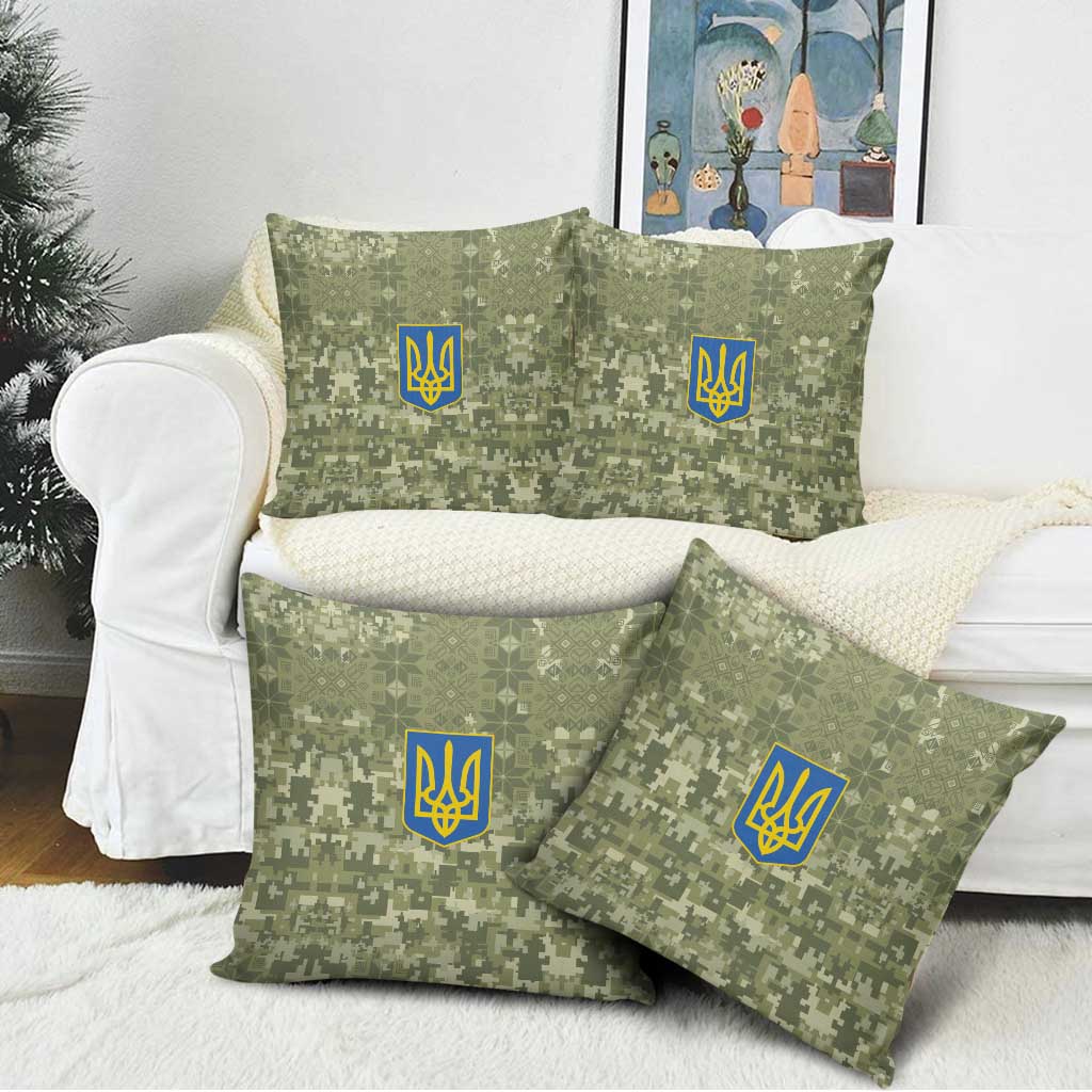 Ukraine Military Vyshyvanka Pattern Pillow Cover Tryzub Emblem Tactical Style - Wonder Print Shop