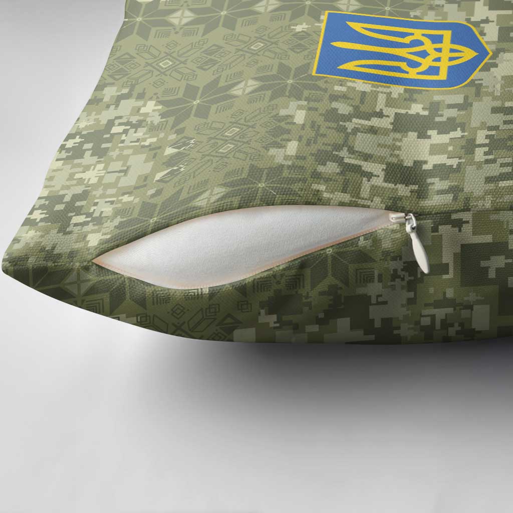 Ukraine Military Vyshyvanka Pattern Pillow Cover Tryzub Emblem Tactical Style - Wonder Print Shop