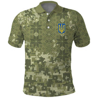 Ukraine Military Vyshyvanka Pattern Polo Shirt Tryzub Emblem Tactical Style - Wonder Print Shop