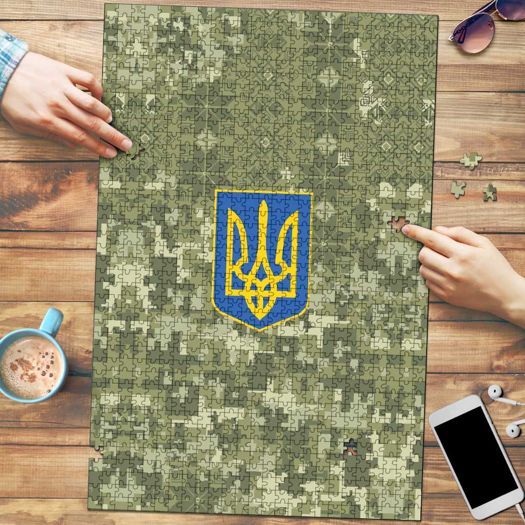 Ukraine Military Vyshyvanka Pattern Puzzle Tryzub Emblem Tactical Style - Wonder Print Shop