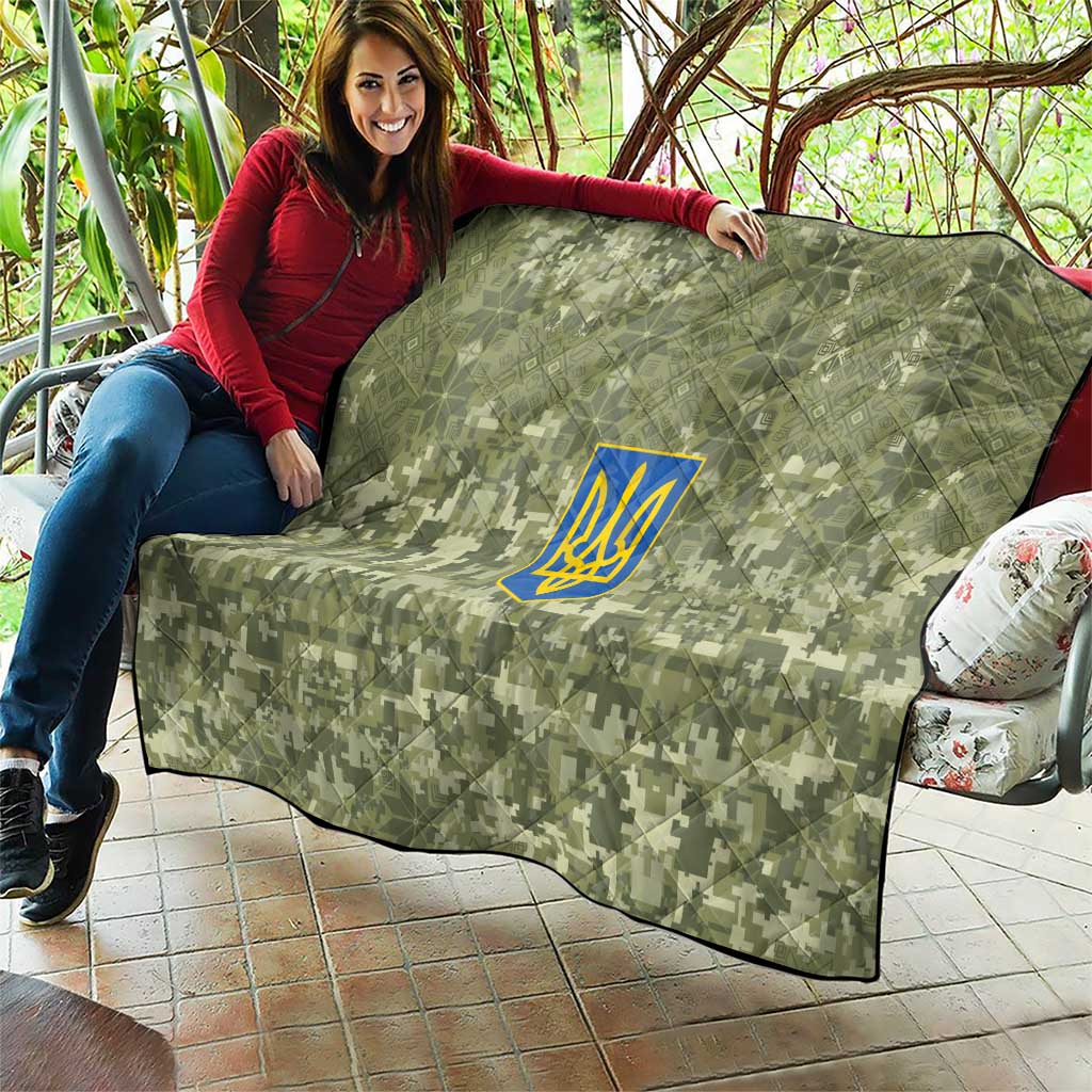 Ukraine Military Vyshyvanka Pattern Quilt Tryzub Emblem Tactical Style - Wonder Print Shop