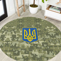 Ukraine Military Vyshyvanka Pattern Round Carpet Tryzub Emblem Tactical Style - Wonder Print Shop