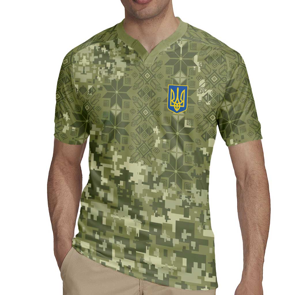 Ukraine Military Vyshyvanka Pattern Rugby Jersey Tryzub Emblem Tactical Style - Wonder Print Shop