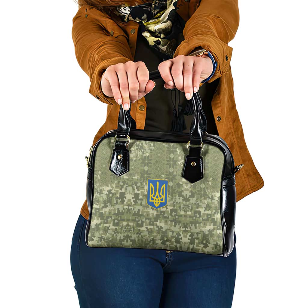 Ukraine Military Vyshyvanka Pattern Shoulder Handbag Tryzub Emblem Tactical Style - Wonder Print Shop