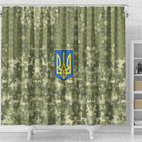 Ukraine Military Vyshyvanka Pattern Shower Curtain Tryzub Emblem Tactical Style - Wonder Print Shop