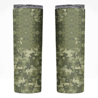 Ukraine Military Vyshyvanka Pattern Skinny Tumbler Tryzub Emblem Tactical Style - Wonder Print Shop