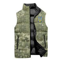 Ukraine Military Vyshyvanka Pattern Sleeveless Puffer Jacket Tryzub Emblem Tactical Style - Wonder Print Shop