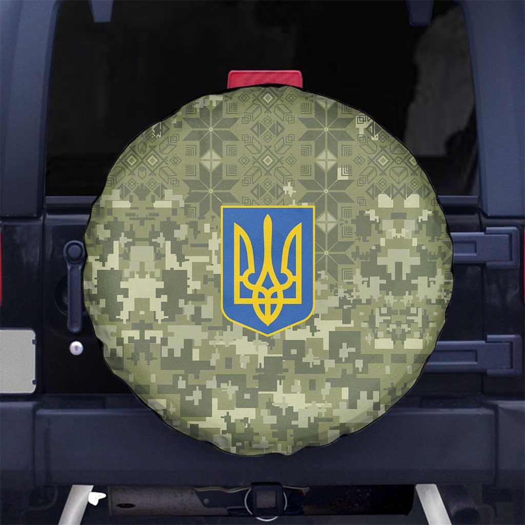 Ukraine Military Vyshyvanka Pattern Spare Tire Cover Tryzub Emblem Tactical Style - Wonder Print Shop