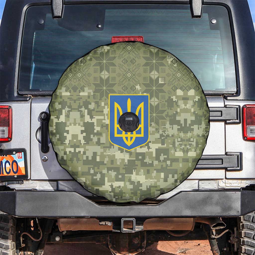 Ukraine Military Vyshyvanka Pattern Spare Tire Cover Tryzub Emblem Tactical Style - Wonder Print Shop
