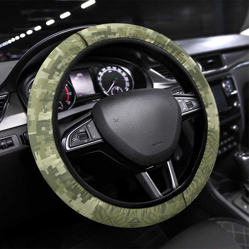 Ukraine Military Vyshyvanka Pattern Steering Wheel Cover Tryzub Emblem Tactical Style - Wonder Print Shop