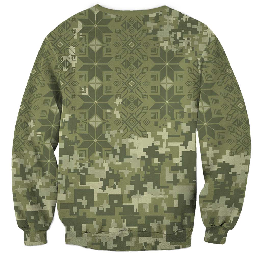 Ukraine Military Vyshyvanka Pattern Sweatshirt Tryzub Emblem Tactical Style - Wonder Print Shop
