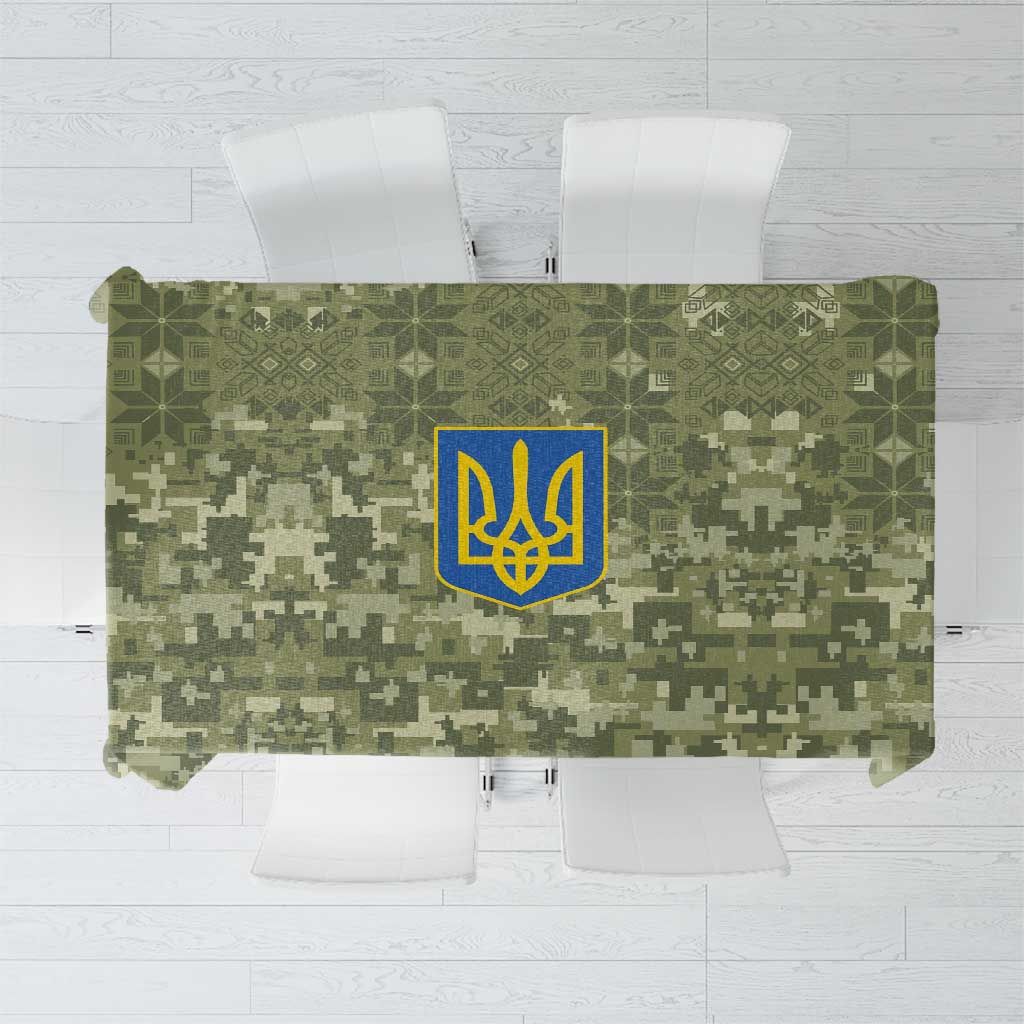 Ukraine Military Vyshyvanka Pattern Tablecloth Tryzub Emblem Tactical Style - Wonder Print Shop