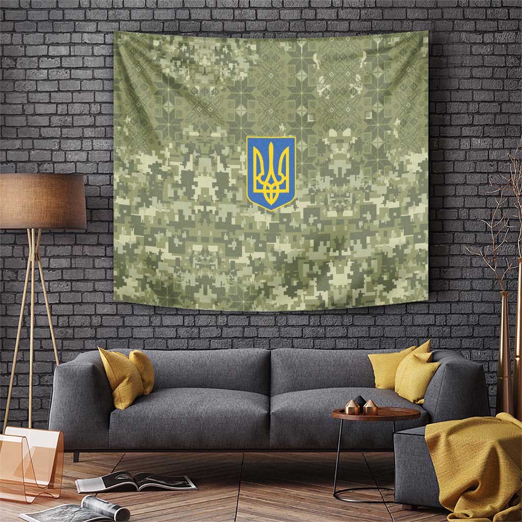 Ukraine Military Vyshyvanka Pattern Tapestry Tryzub Emblem Tactical Style - Wonder Print Shop