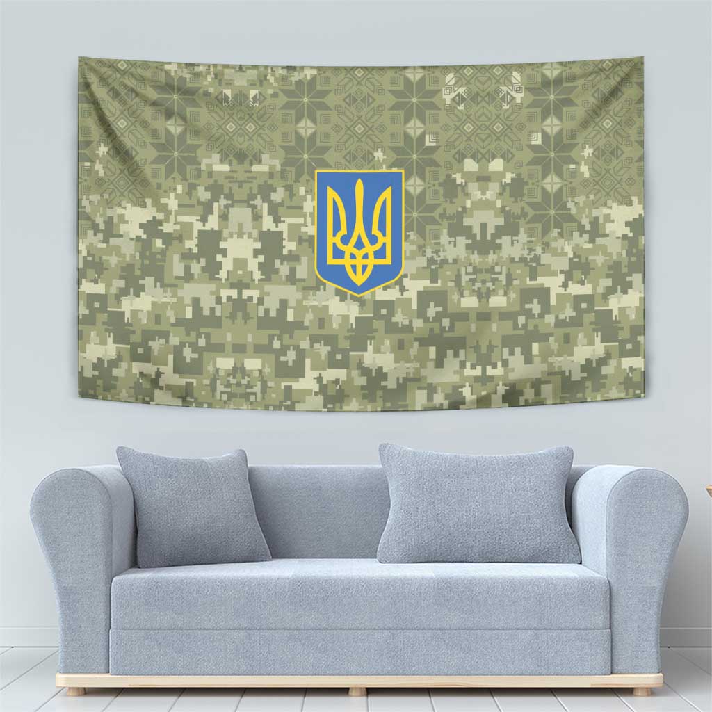 Ukraine Military Vyshyvanka Pattern Tapestry Tryzub Emblem Tactical Style - Wonder Print Shop