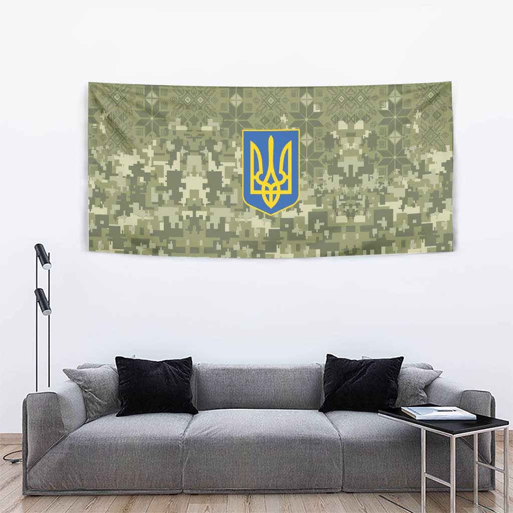 Ukraine Military Vyshyvanka Pattern Tapestry Tryzub Emblem Tactical Style - Wonder Print Shop