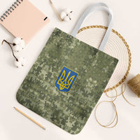Ukraine Military Vyshyvanka Pattern Tote Bag Tryzub Emblem Tactical Style - Wonder Print Shop
