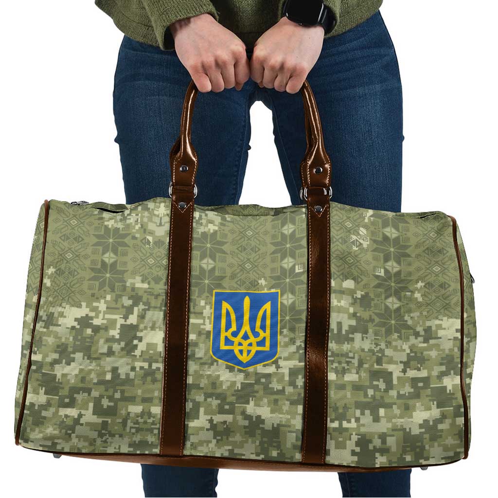 Ukraine Military Vyshyvanka Pattern Travel Bag Tryzub Emblem Tactical Style - Wonder Print Shop
