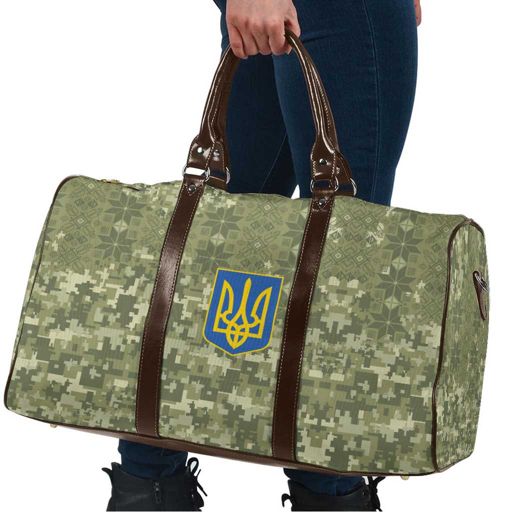 Ukraine Military Vyshyvanka Pattern Travel Bag Tryzub Emblem Tactical Style - Wonder Print Shop